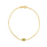 14K Yellow Gold Peridot Paperclip Bracelet (1.50 mm)