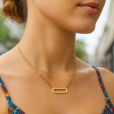 14k Yellow Gold Elongated Link Paperclip Necklace