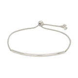 14k White Gold Smooth Curved Bar Lariat Design Bracelet (1.00 mm)