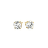 14k Yellow Gold Stud Earrings with White Hue Faceted Cubic Zirconia(6mm)