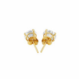 14k Yellow Gold Stud Earrings with White Hue Faceted Cubic Zirconia(6mm)