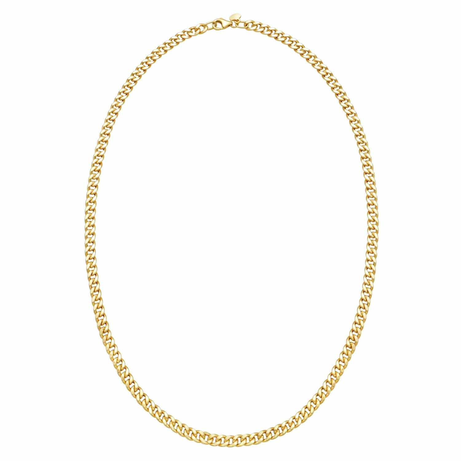 14K Yellow Gold Petite Faceted Cuban Link Chain Necklace (4.50 mm)