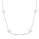 14k White Gold Necklace with White Pearls