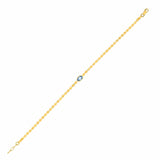 Blue Topaz Mirrored Chain 2.20 mm in 14k Yellow Gold
