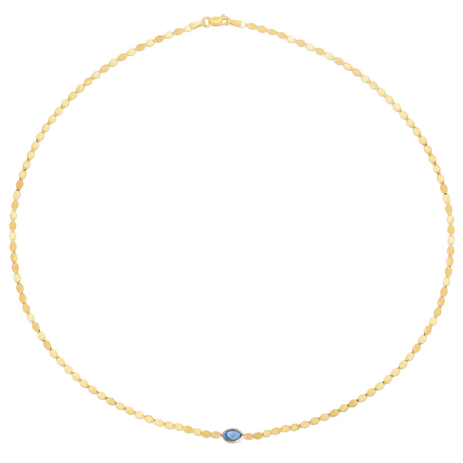 Blue Topaz Mirrored Chain 2.20 mm in 14k Yellow Gold, view 2