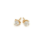 Stud Earrings with White Hue Faceted Cubic Zirconia (3mm)
