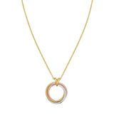 14K Tri Color Gold Interlocking Circle Pendant Necklace
