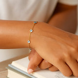 14K Yellow Gold Aqua Station Bracelet