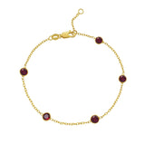14K Yellow Gold Ruby Station Bracelet