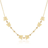 14k Yellow Gold 18 inch Necklace with Polished Butterflies and Beads