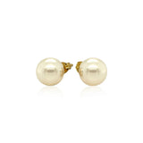14k Yellow Gold Freshwater Cultured White Pearl Stud Earrings (7mm)