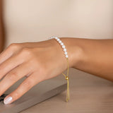 14k Yellow Gold Adjustable Friendship Bracelet with Pearls