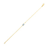 14K Yellow Gold Blue Topaz Paperclip Bracelet (1.50 mm)