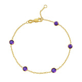 14K Yellow Gold Amethyst Station Bracelet