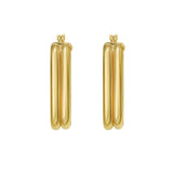14K Yellow Gold Double Row Paperclip Hoop Earrings