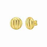 14K Yellow Gold Swirl Button Stud Earrings