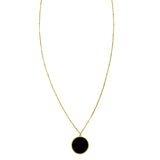 14K Yellow Gold Onyx Inlay Circle Necklace