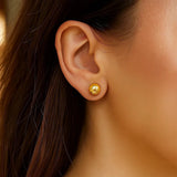 14k Yellow Gold Ball Earrings with Crystal Cut Texture(7mm)
