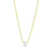14K Yellow Gold Mini Diamond S Initial Pendant Necklace