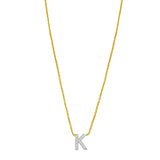 14K Yellow Gold Mini Diamond K Initial Pendant Necklace