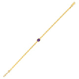 14K Yellow Gold Amethyst Mirrored Chain Bracelet (2.20 mm)