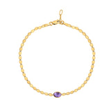 14K Yellow Gold Amethyst Mirrored Chain Bracelet (2.20 mm)