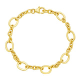 14K Yellow Gold Five and One Oval Link Chain Bracelet