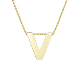14K Yellow Gold Yours Truly Block Letter Initial V Necklace