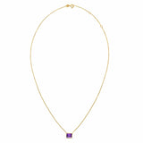 14K Yellow Gold Emerald Cut Amethyst Necklace