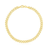 14k Yellow Gold High Polish Textured Fancy Chain Bracelet  (4.00 mm)