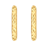 14K Yellow Gold Diamond Cut Fancy Huggie Earrings