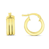 14K Yellow Gold Small Triple Row Round Hoop Earrings (10.00 mm)
