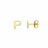 14K Yellow Gold Yours Truly Initial P Stud Earrings