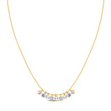 14K Yellow Gold Blue And White Topaz Dancing Drop Necklace