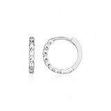 14k White Gold Petite Textured Round Hoop Earrings