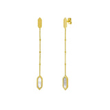 14K Yellow Gold Hexagon Mother of Pearl Drop Earrings