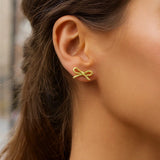 14K Yellow Gold Twisted Rope Large Bow Earrings