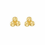 14K Yellow Gold Triple Bead Post Earrings (4.30 mm)