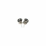 14k White Gold Stud Earrings with Black Faceted Cubic Zirconia(5mm)