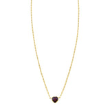 14K Yellow Gold Garnet Heart Necklace (1.50 mm)
