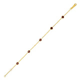14K Yellow Gold Garnet Station Bracelet