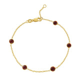 14K Yellow Gold Garnet Station Bracelet