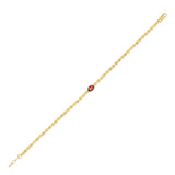 14K Yellow Gold Garnet Mirrored Chain Bracelet (2.20 mm)