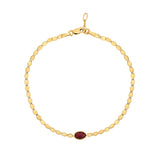 14K Yellow Gold Garnet Mirrored Chain Bracelet (2.20 mm)