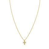 14K Yellow Gold Petite Diamond Cross Necklace