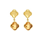 14K Yellow Gold Citrine Clover Gem Earrings