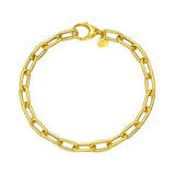 14K Yellow Gold Charm Lock Paperclip Chain Bracelet