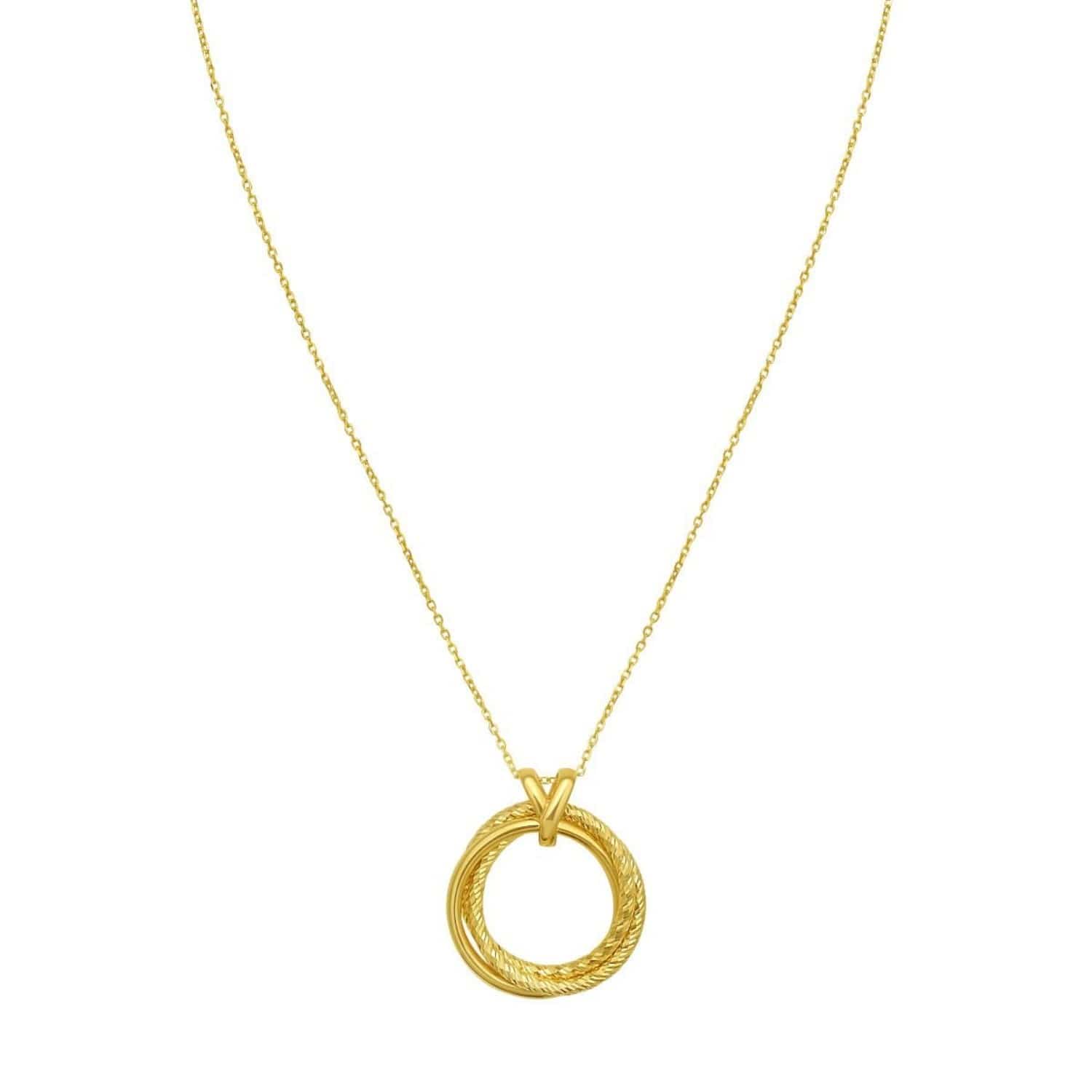 14K Yellow Gold Interlocking Diamond Cut Trinity Necklace