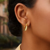 14k Yellow Gold Hexagon Huggie Hoops Earrings