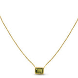 14K Yellow Gold Emerald Cut Peridot Necklace